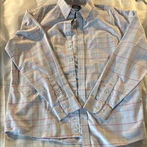 Stafford Blue and Red Casual Button Down Shirt
